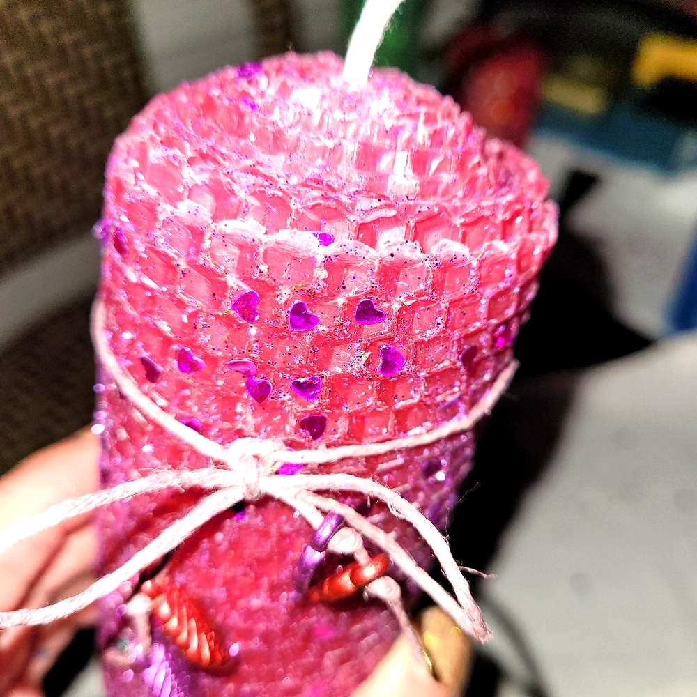 Glittered Beeswax Handmade Candle
